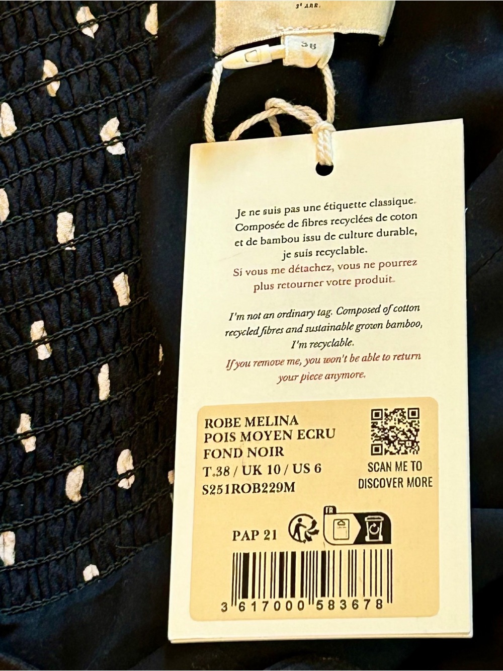 Sezane NWT SZ 6 Melanie Black Midi Dress with White Polka Dots -S -Stunning 🇫🇷!! - Picture 10 of 10